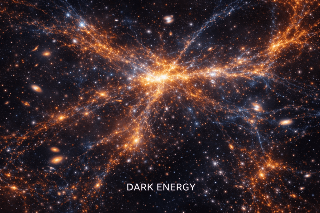 Artistic visualization showing the effect of dark energy on the expanding universe