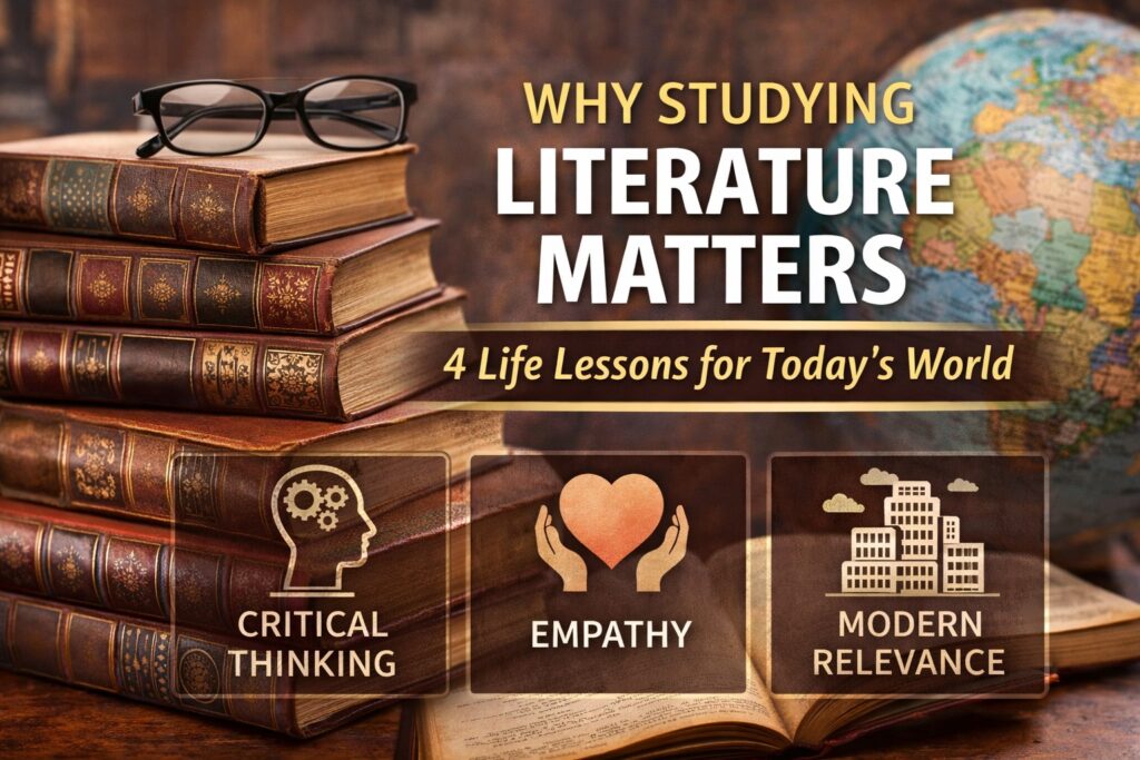 How English Literature Shapes Critical Thinking and Emotional Intelligence in Students 5 Stack of classic books representing the importance of English literature in modern education