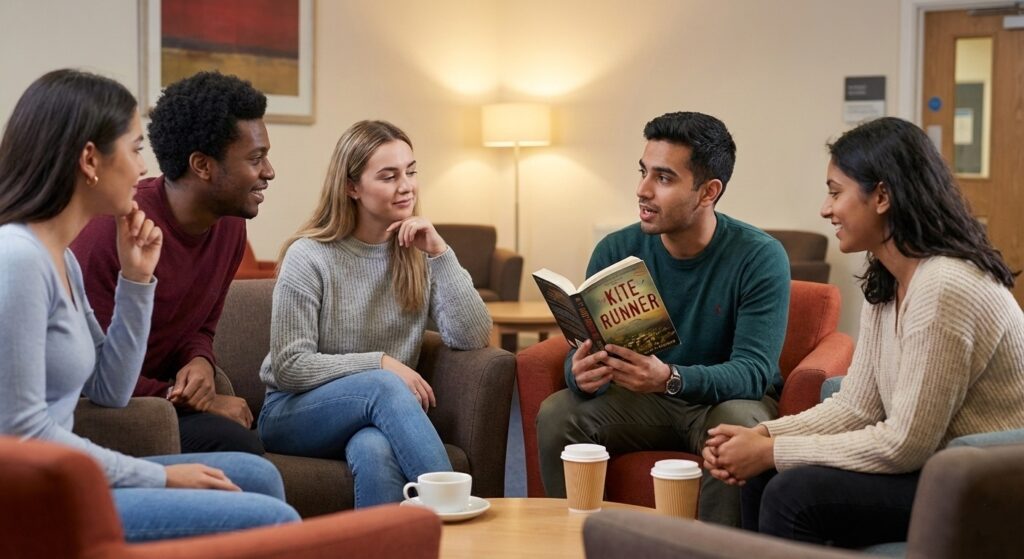 How English Literature Shapes Critical Thinking and Emotional Intelligence in Students 3 Close-up of a student’s hands taking detailed notes and highlighting themes in a copy of Shakespeare, showing the process of literary analysis.