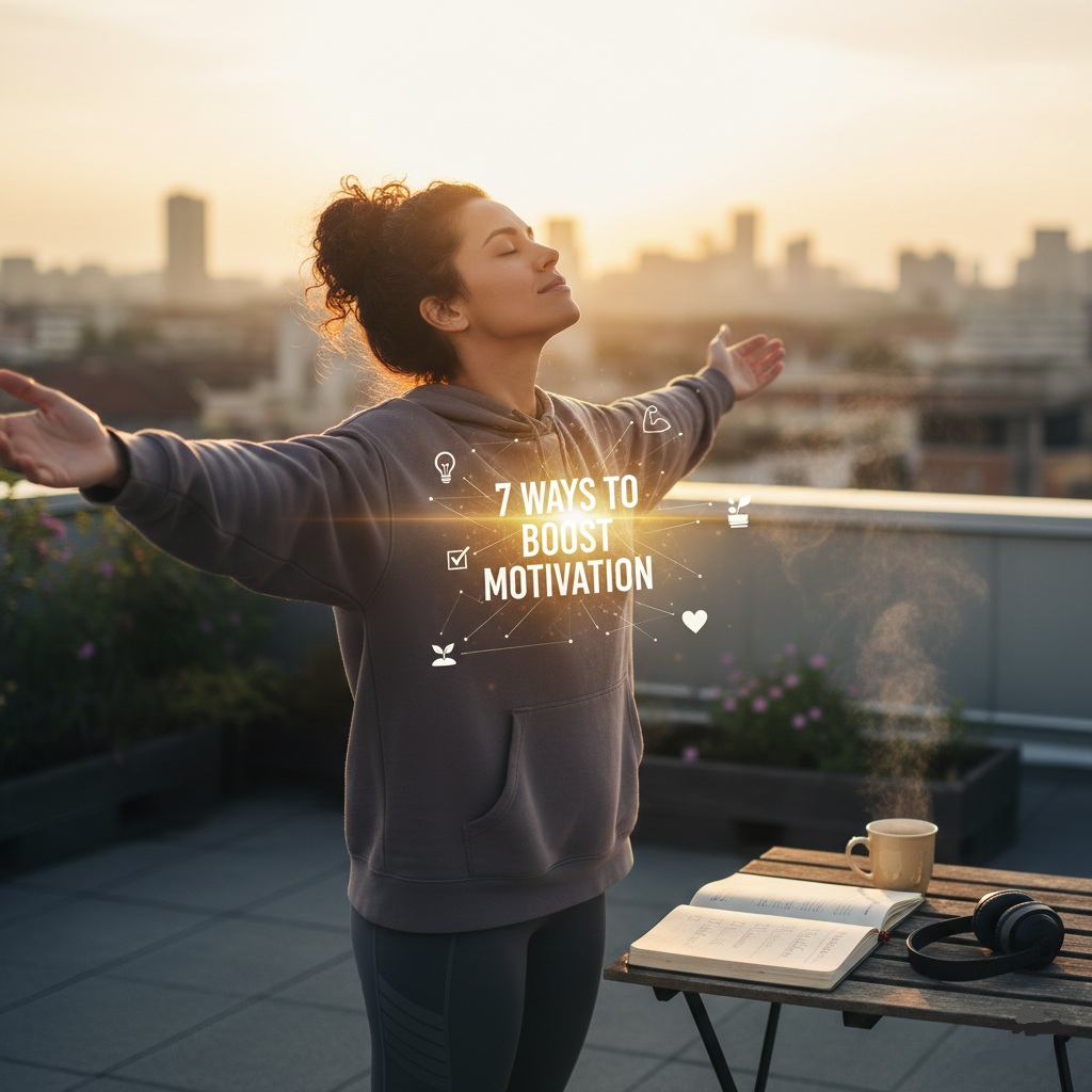 A young woman jogging through a vibrant, sun-drenched park with a focused and determined expression, illustrating the link between physical movement and mental clarity.